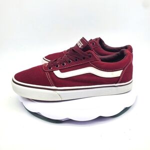 Vans Shoe Men’s 7 Ward Port Royale Canvas Skateboard Burgundy White